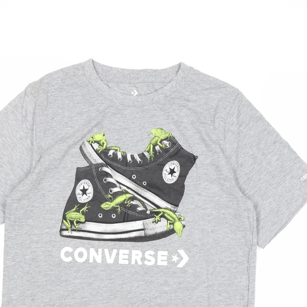 Converse Boys Grey Cotton Basic T-Shirt Size 13-14 Years Round Neck Pullover - Converse All Star
