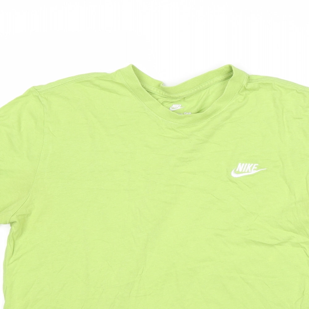 Nike Mens Green Cotton T-Shirt Size M Round Neck