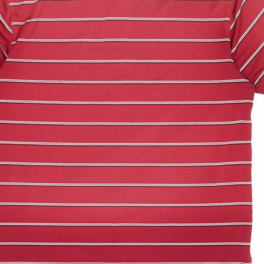 Cutter & Buck Mens Red Striped Polyester Polo Size S Collared Button