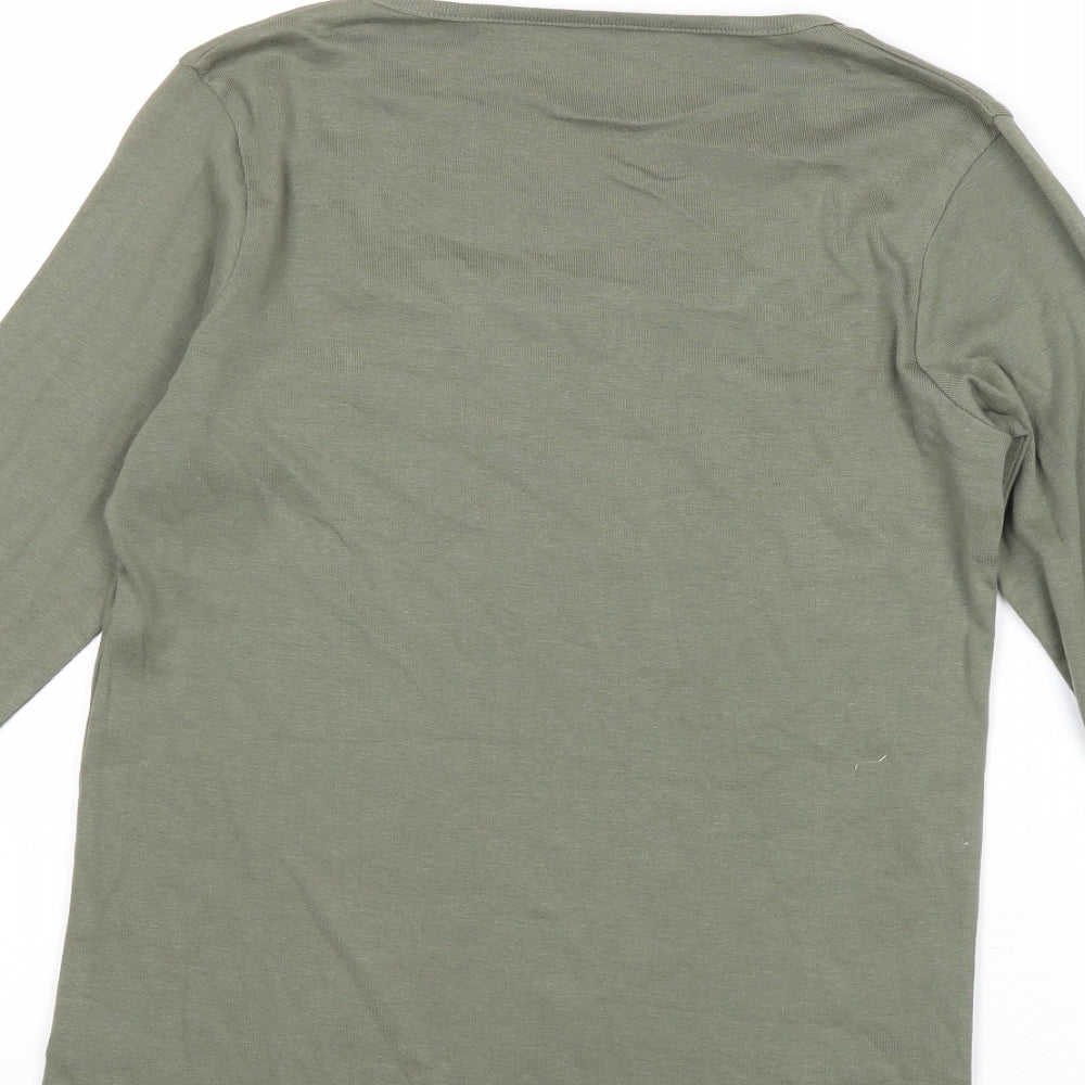 Cotton Traders Womens Green Cotton Basic T-Shirt Size 10 Square Neck - Size 10-12