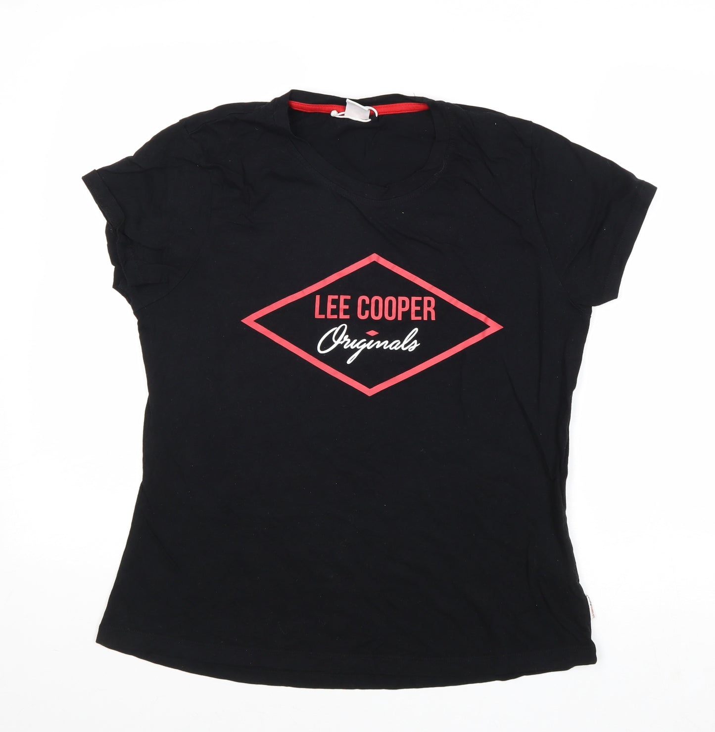 Lee Cooper Womens Black Cotton Basic T-Shirt Size 18 Round Neck - Lee Cooper