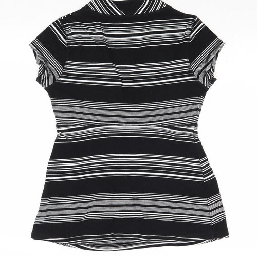 H&M Womens Black Striped Viscose Basic Blouse Size S V-Neck
