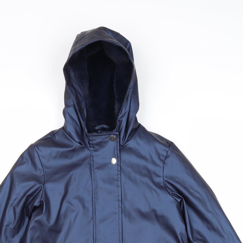 Marks and Spencer Boys Blue Rain Coat Coat Size 7-8 Years Zip