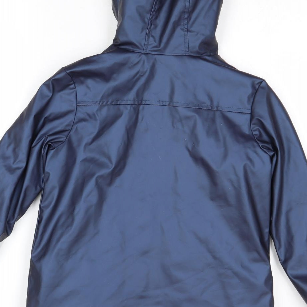 Marks and Spencer Boys Blue Rain Coat Coat Size 7-8 Years Zip