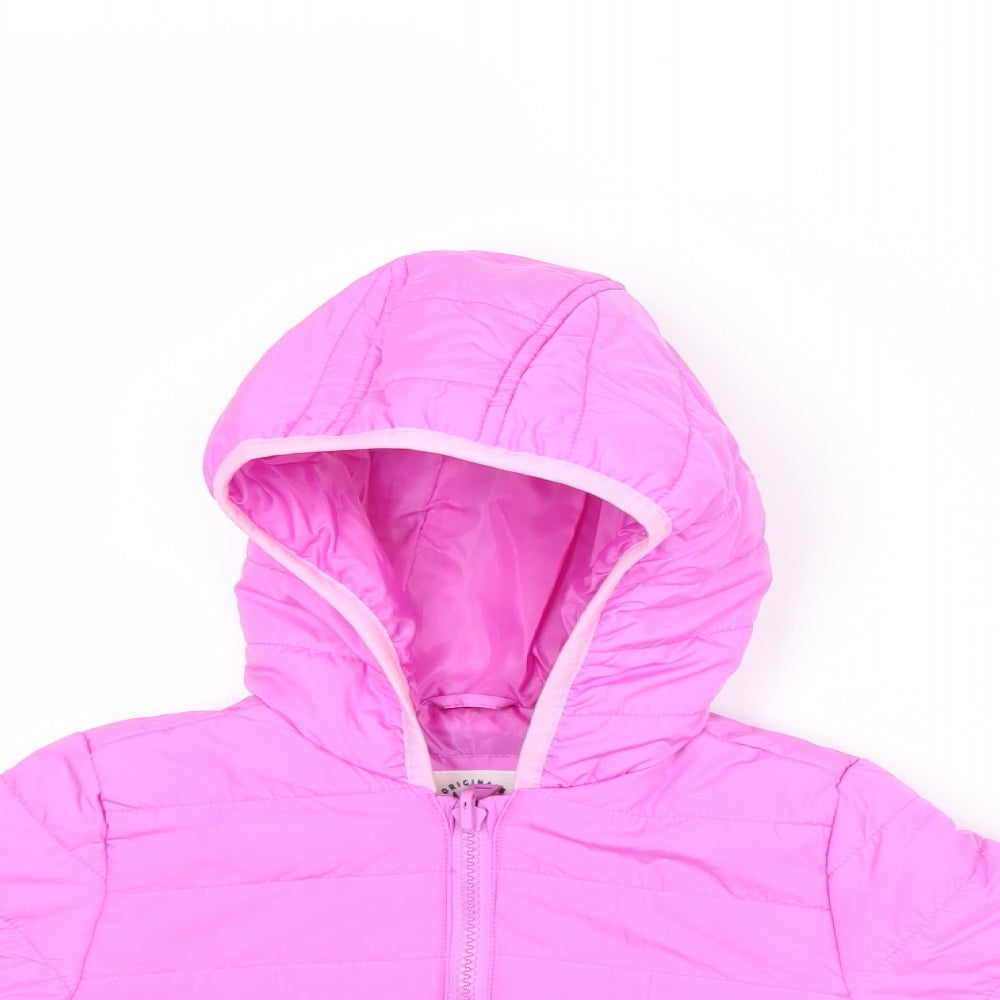 Marks and Spencer Girls Pink Puffer Jacket Jacket Size 4-5 Years Zip