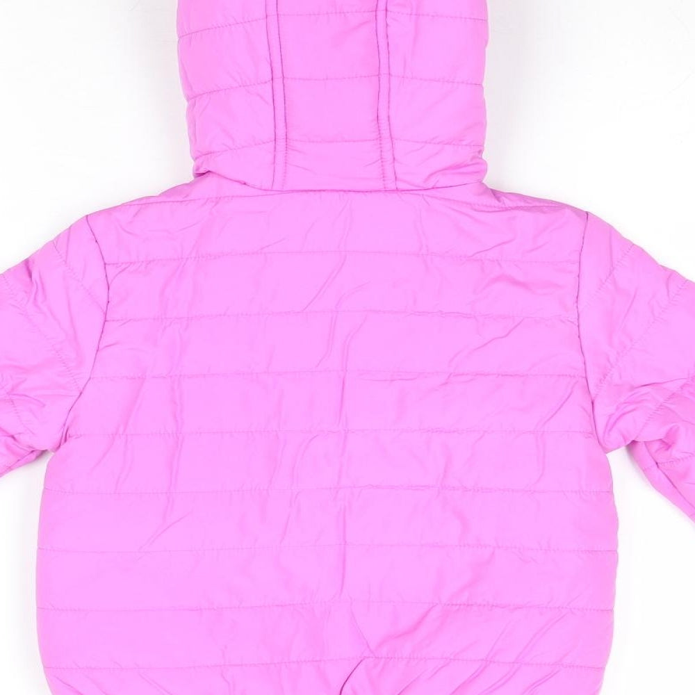 Marks and Spencer Girls Pink Puffer Jacket Jacket Size 4-5 Years Zip