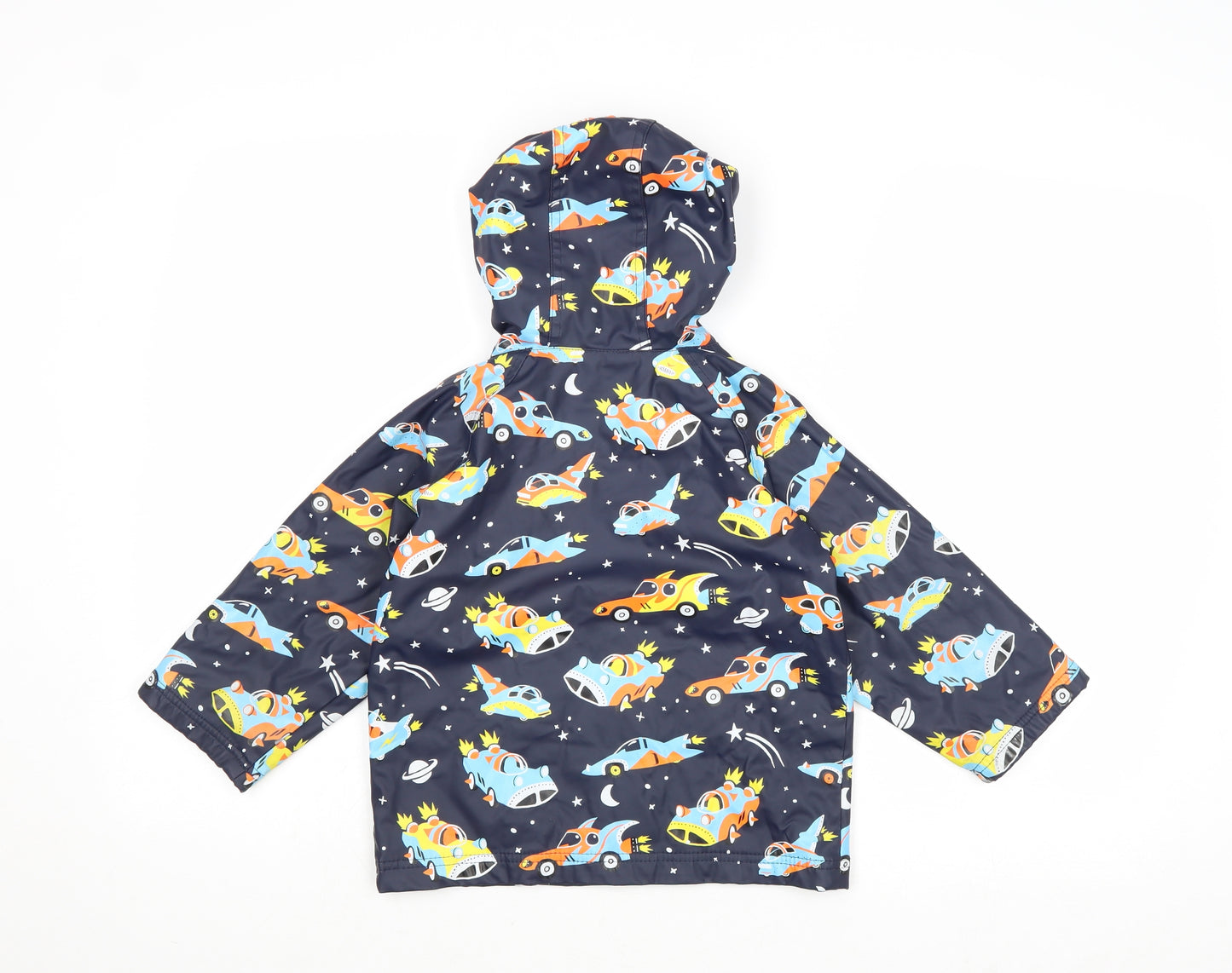 Hatley Boys Blue Geometric Rain Coat Coat Size 4 Years Snap - Space Pattern