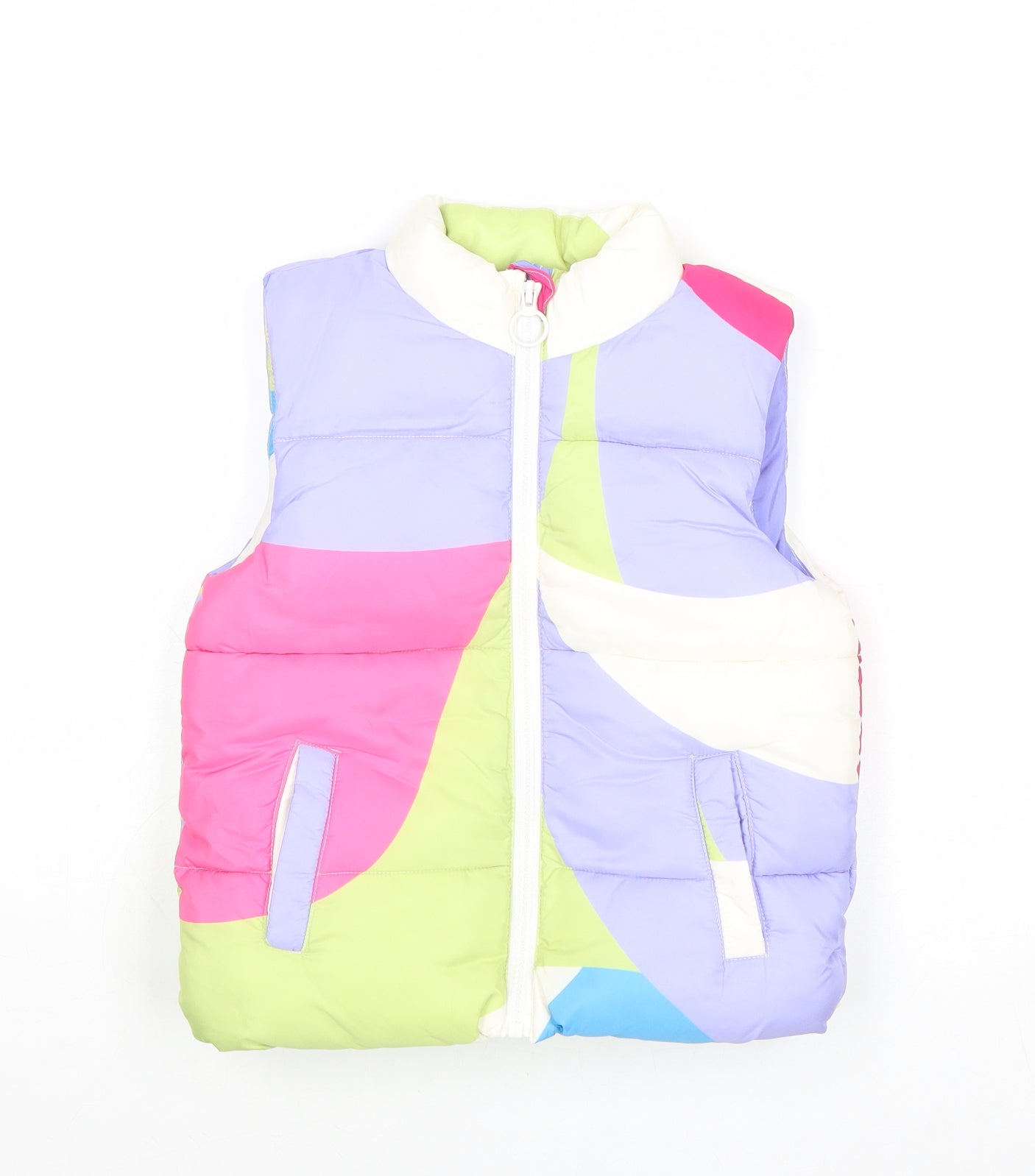 Marks and Spencer Girls Multicoloured Geometric Gilet Jacket Size 4-5 Years Zip