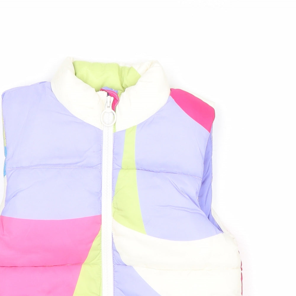 Marks and Spencer Girls Multicoloured Geometric Gilet Jacket Size 4-5 Years Zip