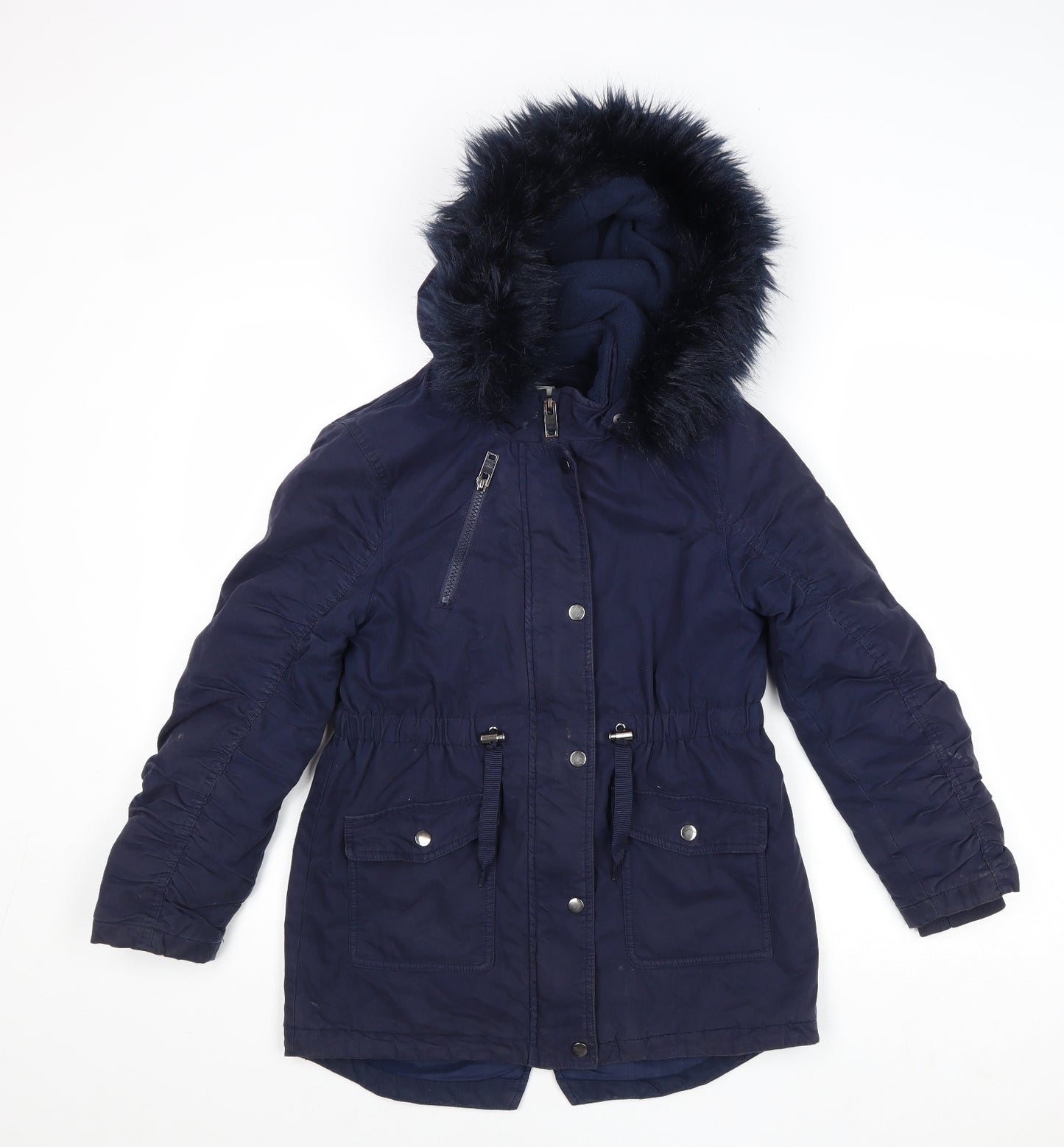 Marks and Spencer Boys Blue Parka Coat Size 9-10 Years Zip