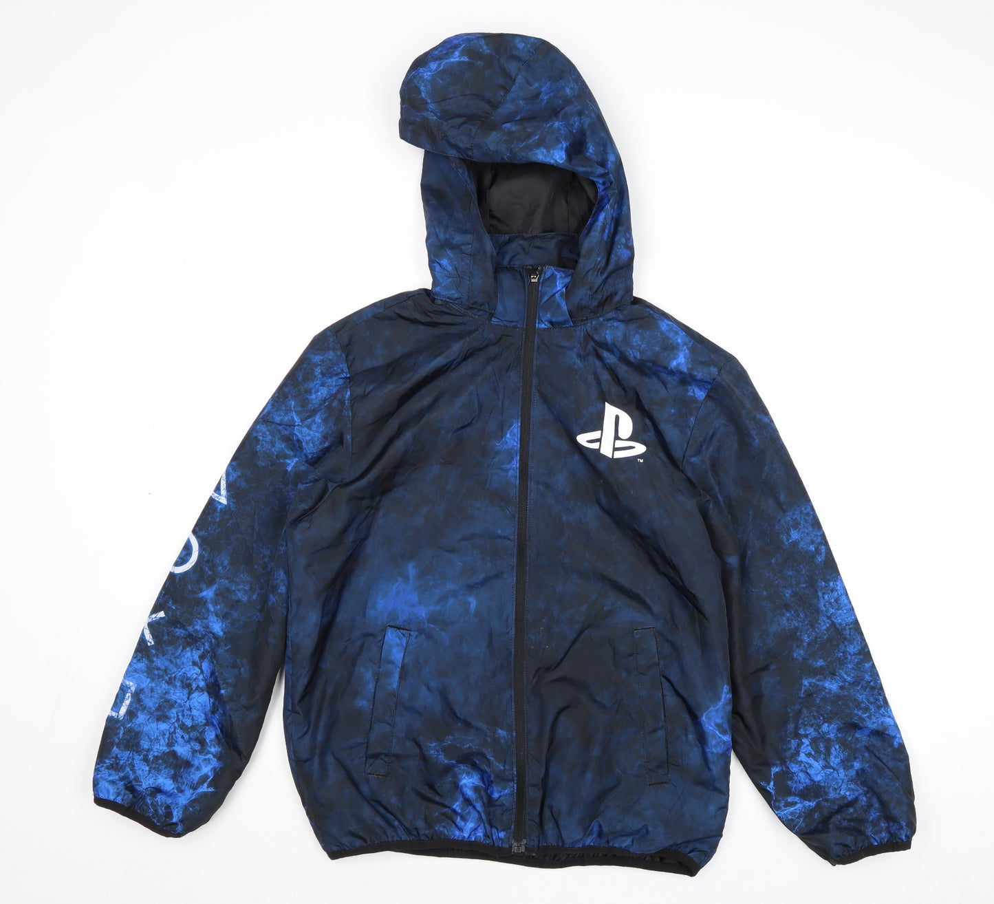 H&M Boys Blue Geometric Basic Jacket Jacket Size 14 Years Zip - PlayStation