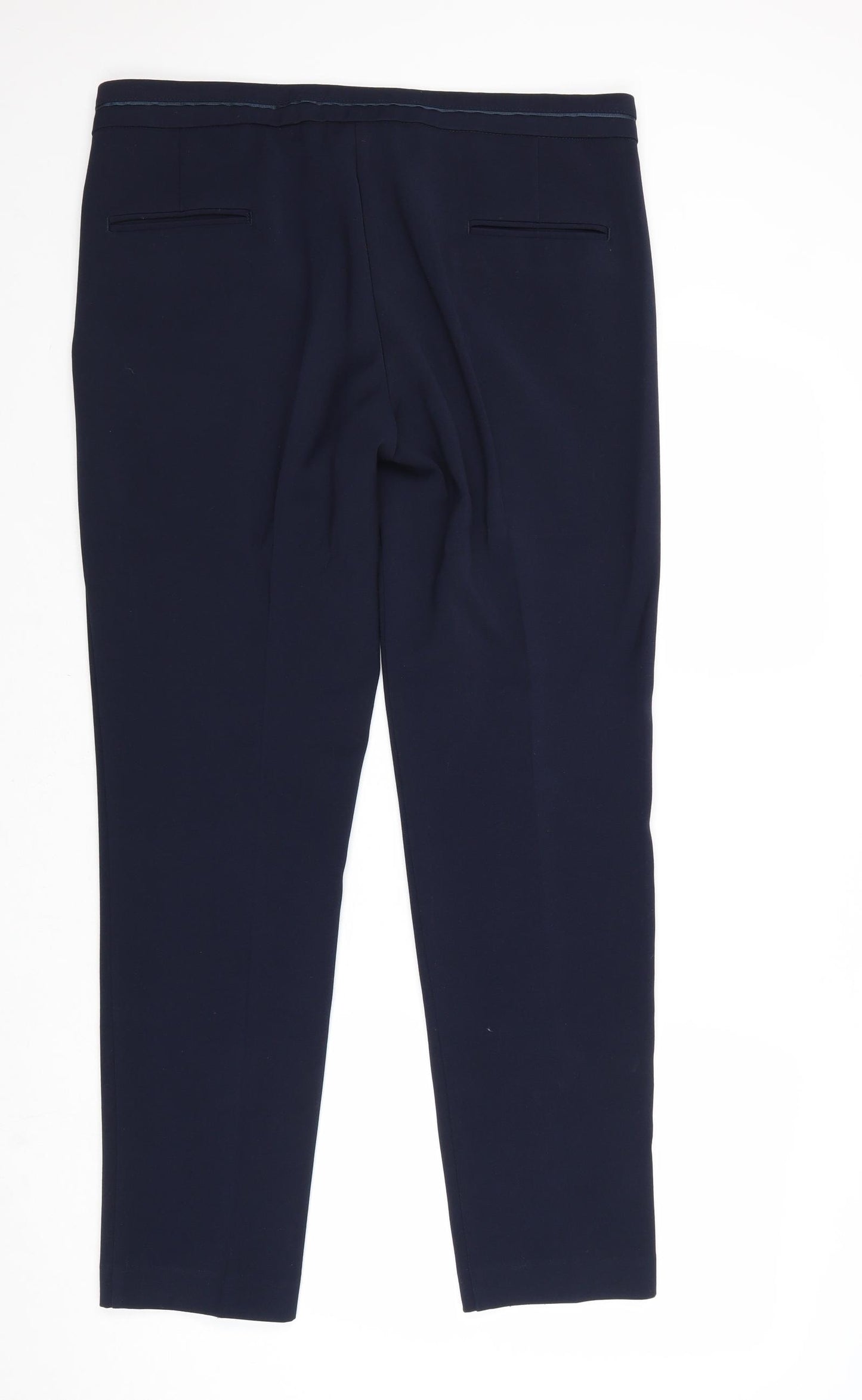 NEXT Womens Blue Polyester Chino Trousers Size 14 Regular Zip