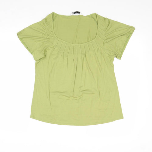 BHS Womens Green Viscose Basic Blouse Size 16 Square Neck