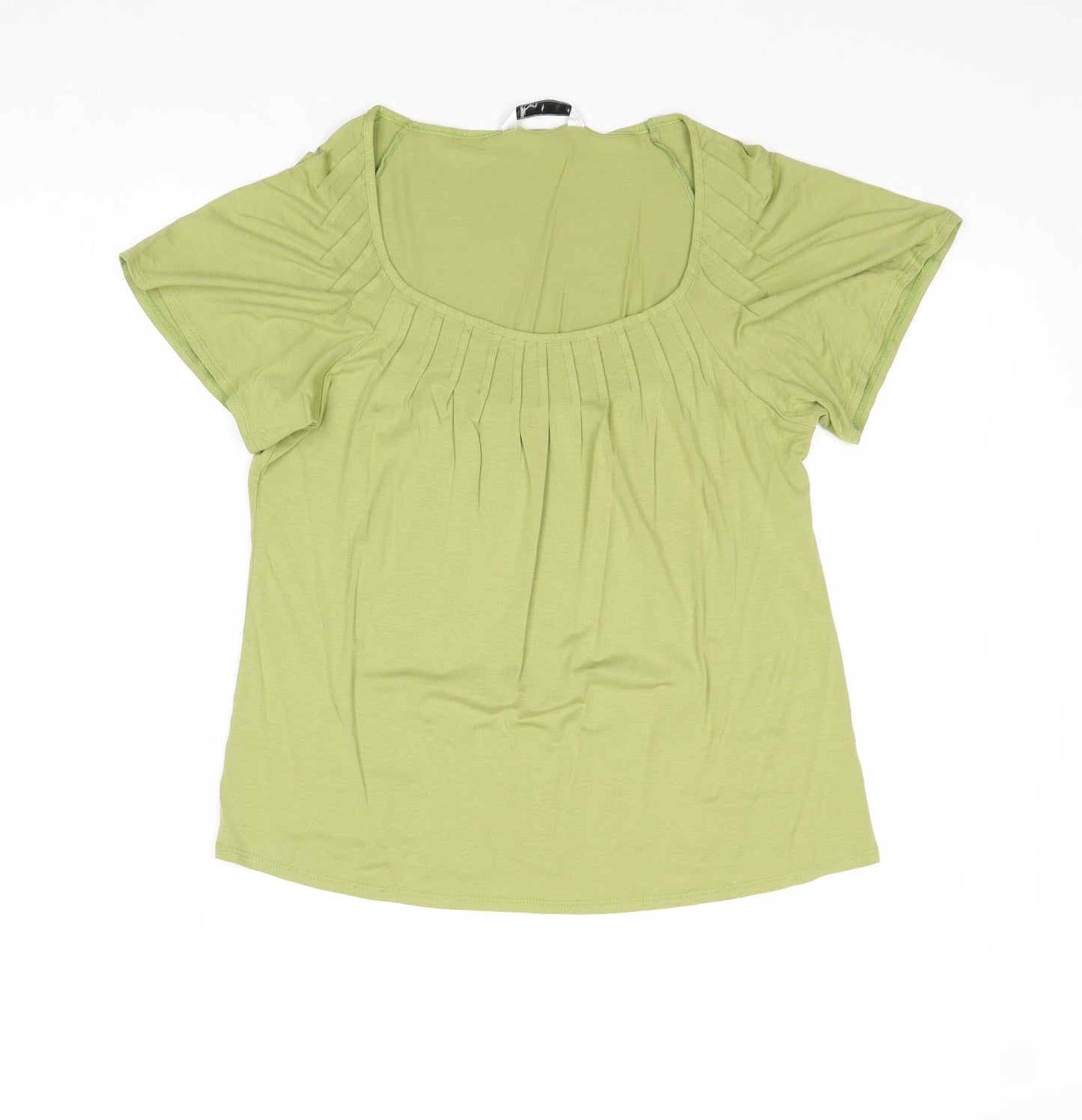 BHS Womens Green Viscose Basic Blouse Size 16 Square Neck