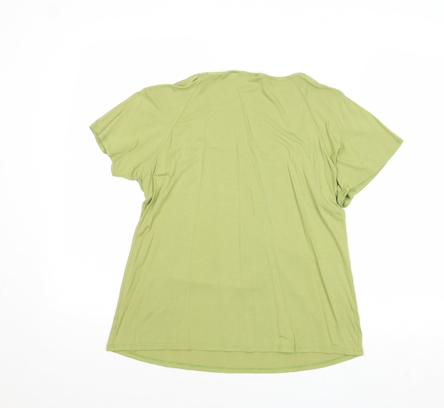 BHS Womens Green Viscose Basic Blouse Size 16 Square Neck