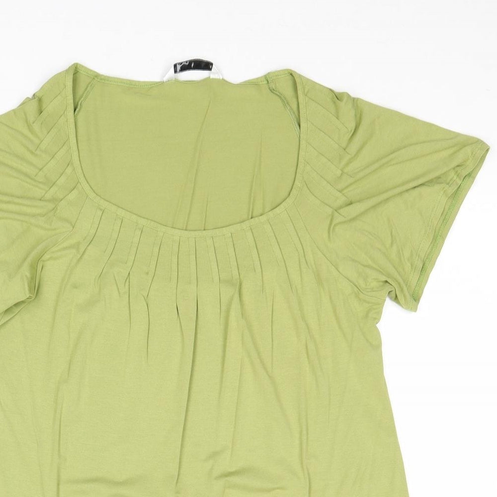 BHS Womens Green Viscose Basic Blouse Size 16 Square Neck