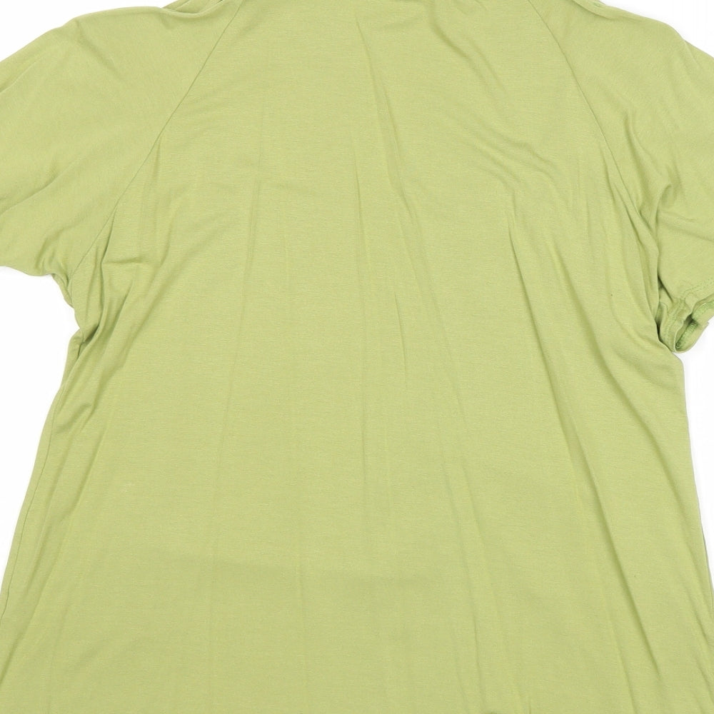 BHS Womens Green Viscose Basic Blouse Size 16 Square Neck