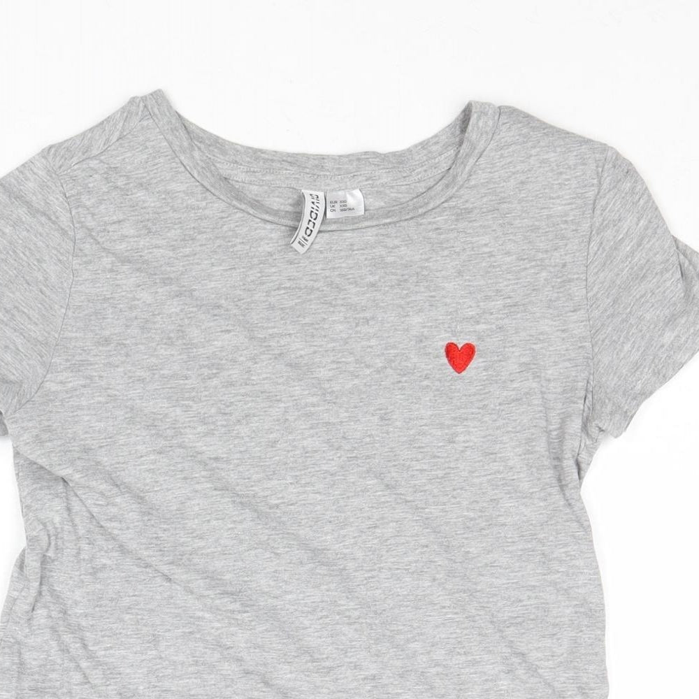 Divided by H&M Womens Grey Cotton Basic Tank Size 2XS Round Neck - Heart