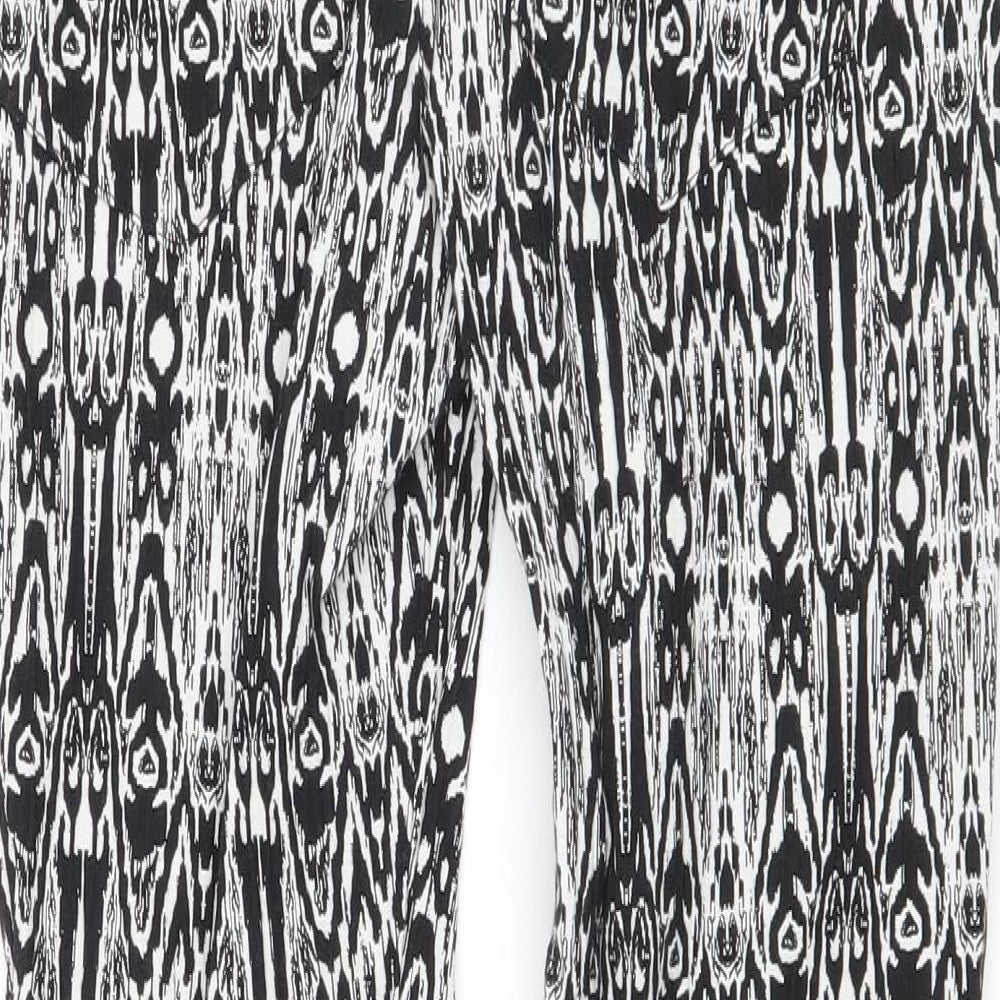 River Island Womens Black Geometric Cotton Trousers Size 10 Regular Zip