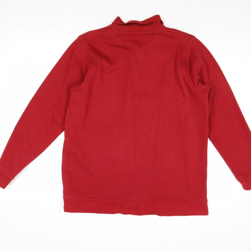 EWM Womens Red Polyester Pullover Sweatshirt Size M Button