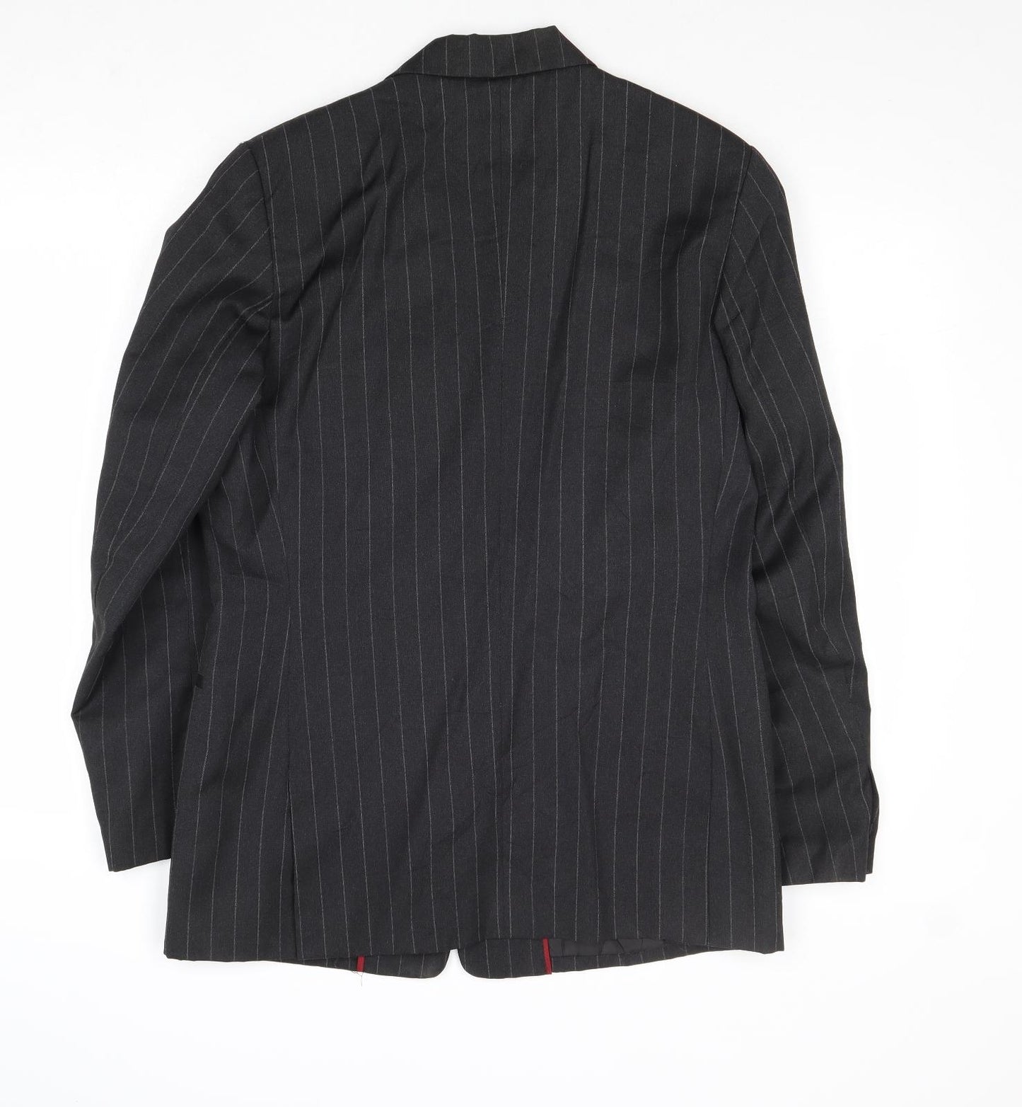 St-Martins Mens Grey Polyester Jacket Suit Jacket Size 38 Regular - Pinstripe