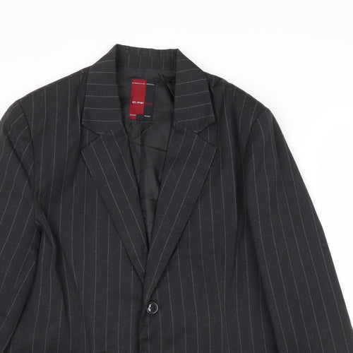 St-Martins Mens Grey Polyester Jacket Suit Jacket Size 38 Regular - Pinstripe
