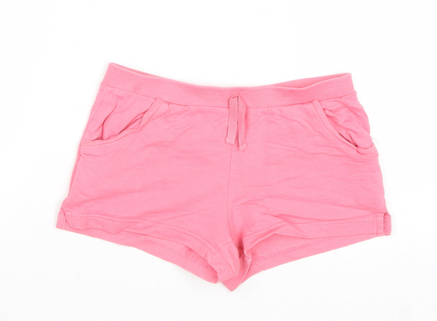 Basics Girls Pink Cotton Sweat Shorts Size 7-8 Years Regular Drawstring