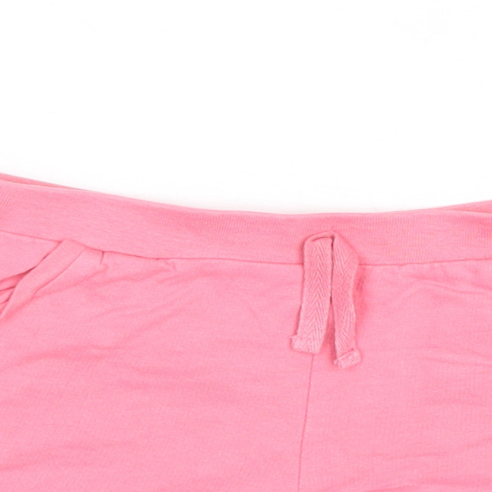 Basics Girls Pink Cotton Sweat Shorts Size 7-8 Years Regular Drawstring