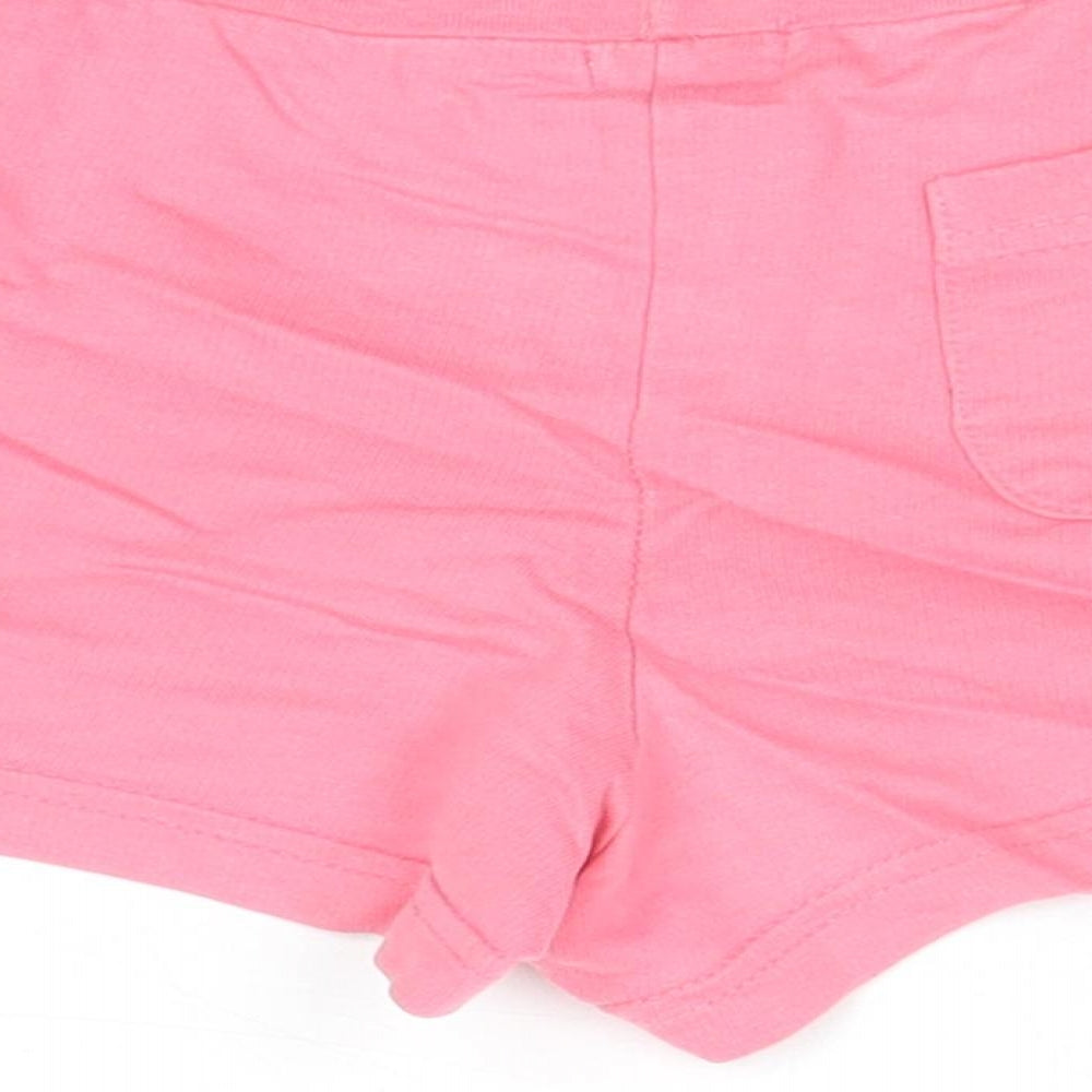 Basics Girls Pink Cotton Sweat Shorts Size 7-8 Years Regular Drawstring