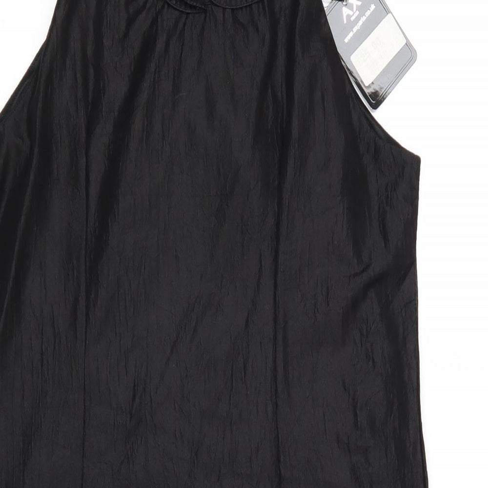 AX Paris Womens Black Floral Cotton A-Line Size 12 Round Neck Pullover