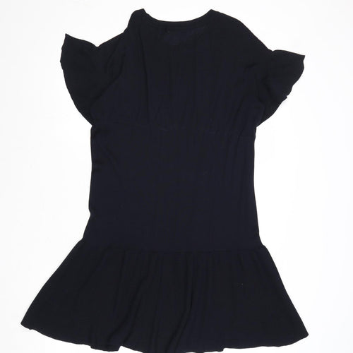 H&M Womens Blue Acrylic T-Shirt Dress Size S Round Neck Pullover