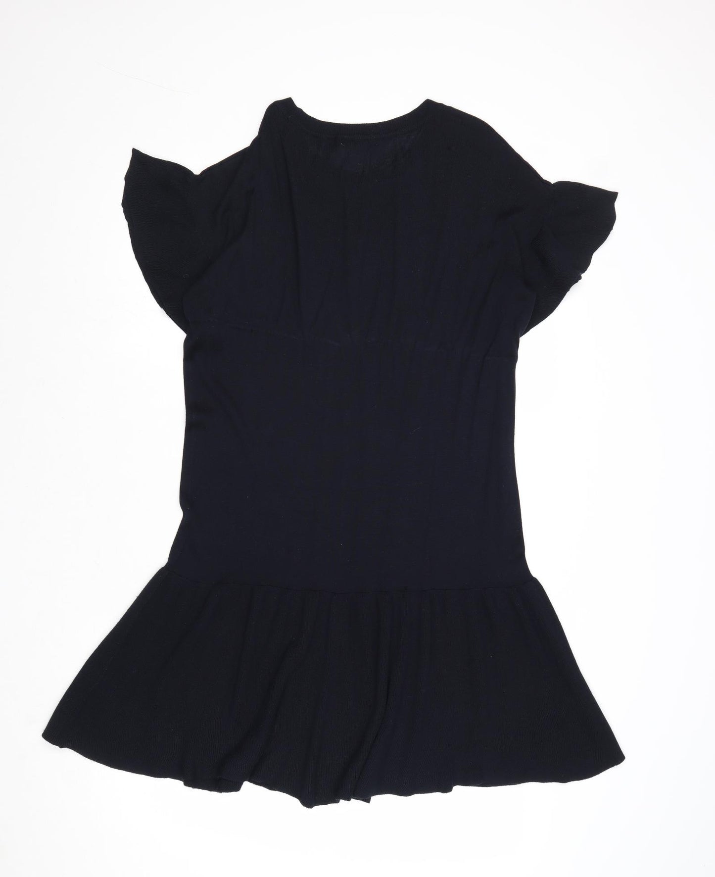 H&M Womens Blue Acrylic T-Shirt Dress Size S Round Neck Pullover