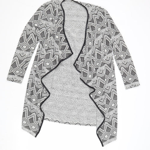 Miss Selfridge Womens Black V-Neck Geometric Polyester Cardigan Jumper Size S
