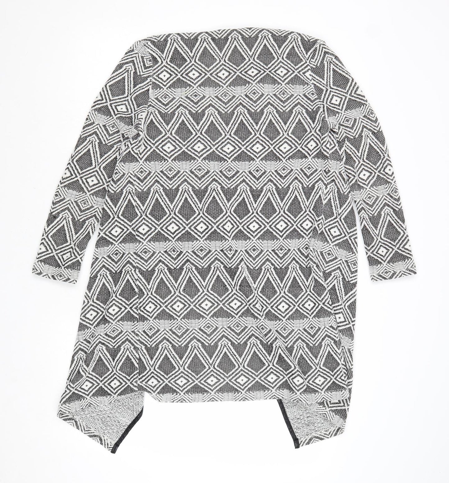 Miss Selfridge Womens Black V-Neck Geometric Polyester Cardigan Jumper Size S