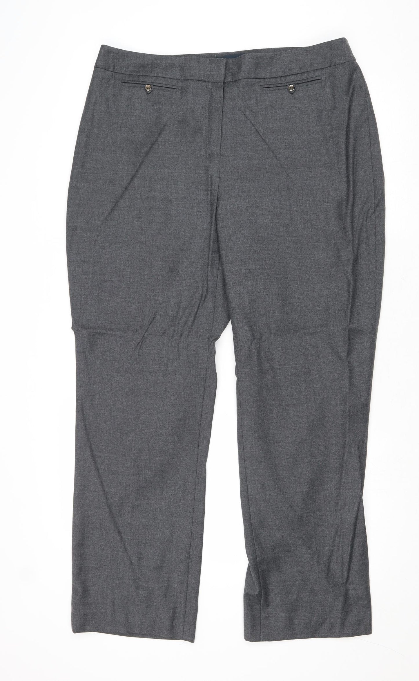 Viyella Womens Grey Wool Trousers Size 14 Regular Zip