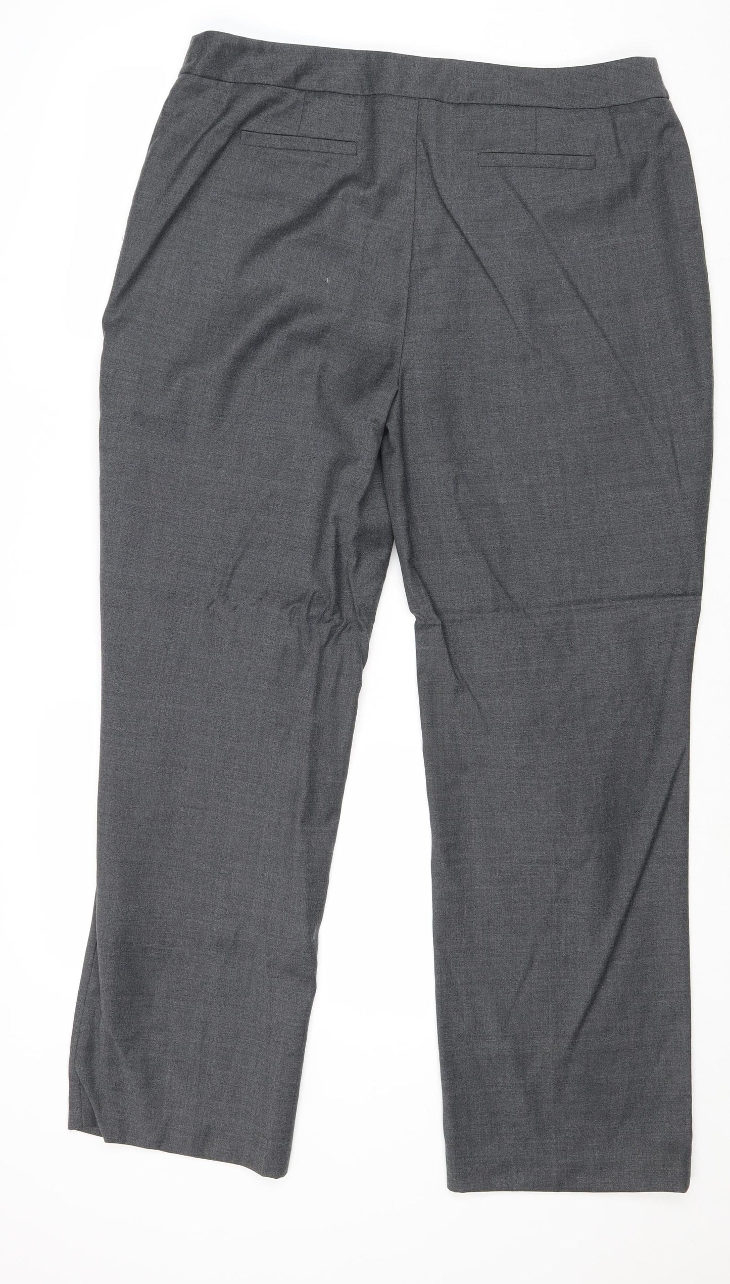 Viyella Womens Grey Wool Trousers Size 14 Regular Zip