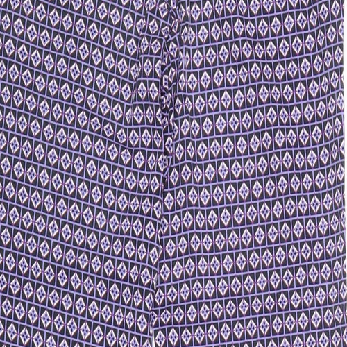 Warehouse Womens Purple Geometric Cotton Trousers Size 8 Regular Zip