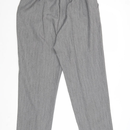Classic Womens Grey Polyester Trousers Size 16 Regular