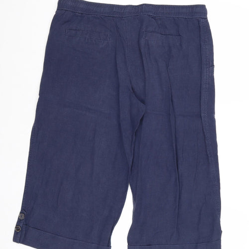 Jigsaw Womens Blue Linen Trousers Size 8 Regular Drawstring