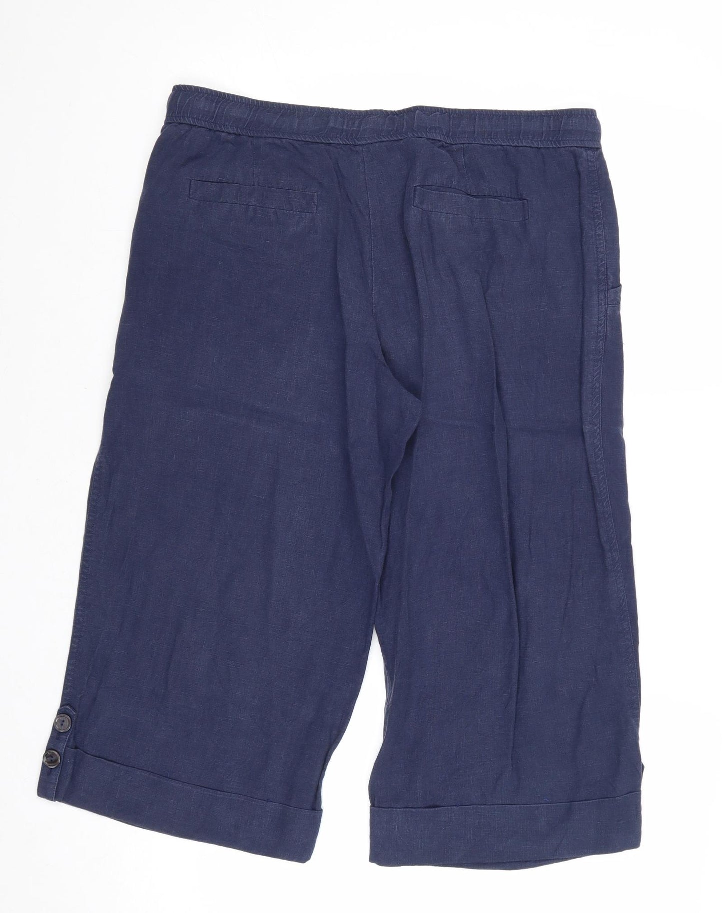 Jigsaw Womens Blue Linen Trousers Size 8 Regular Drawstring