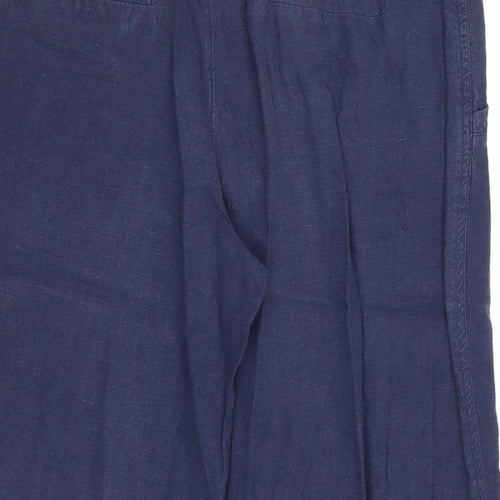 Jigsaw Womens Blue Linen Trousers Size 8 Regular Drawstring