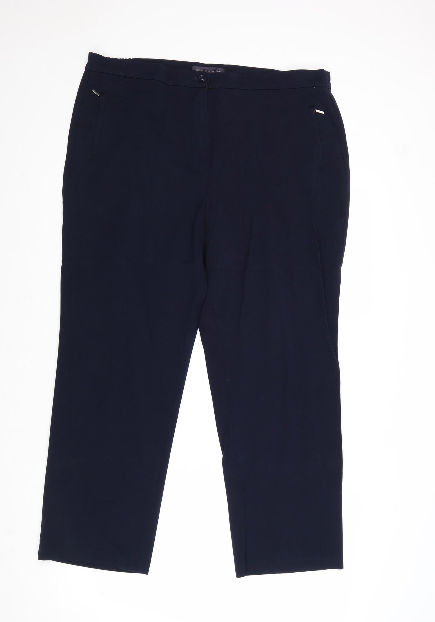 Marks and Spencer Womens Blue Polyester Trousers Size 16 Regular Zip