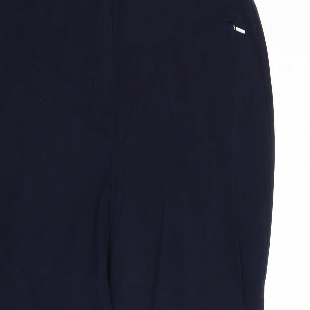 Marks and Spencer Womens Blue Polyester Trousers Size 16 Regular Zip
