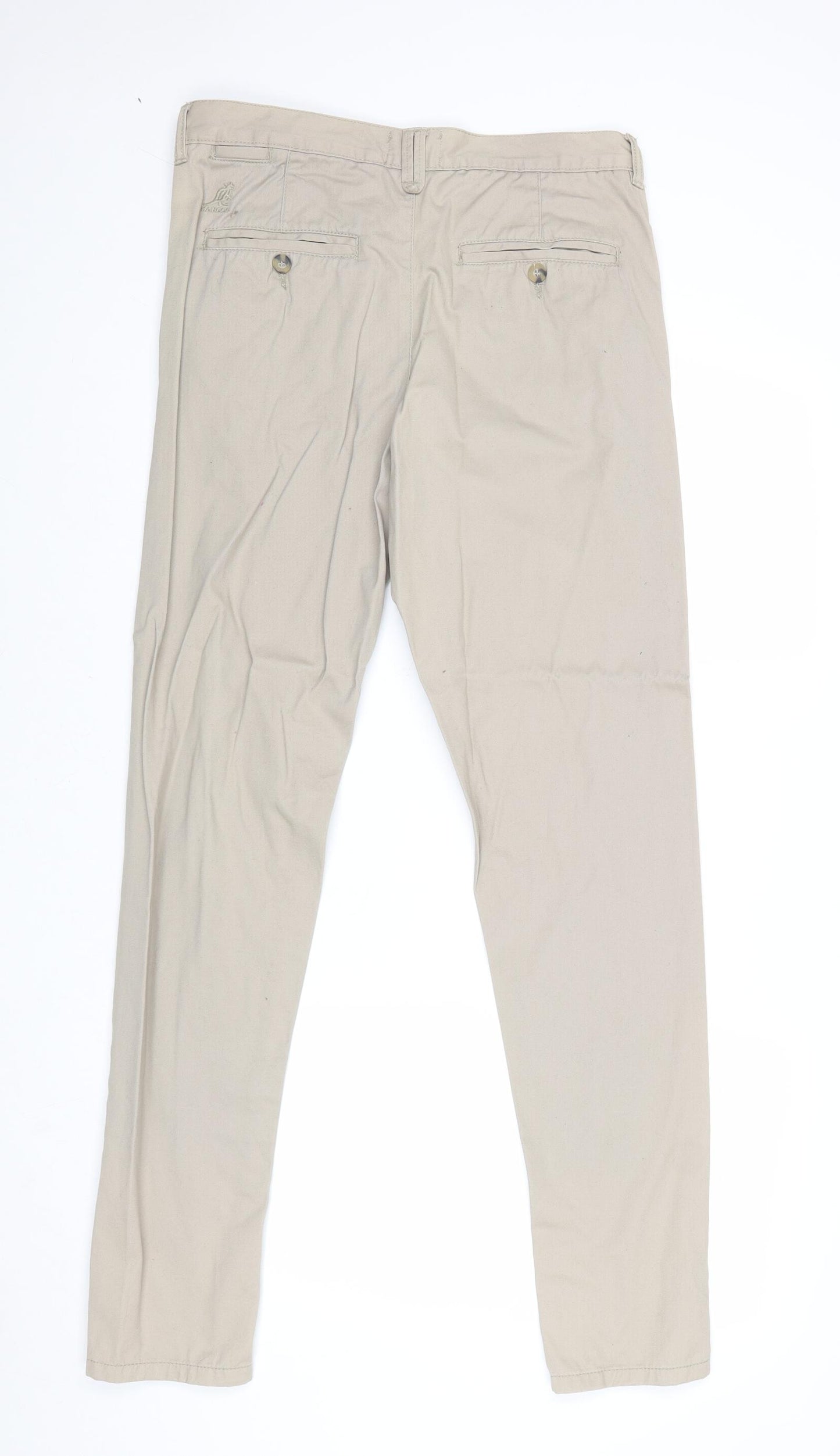 Kangol Mens Beige Cotton Chino Trousers Size 32 in Regular Button