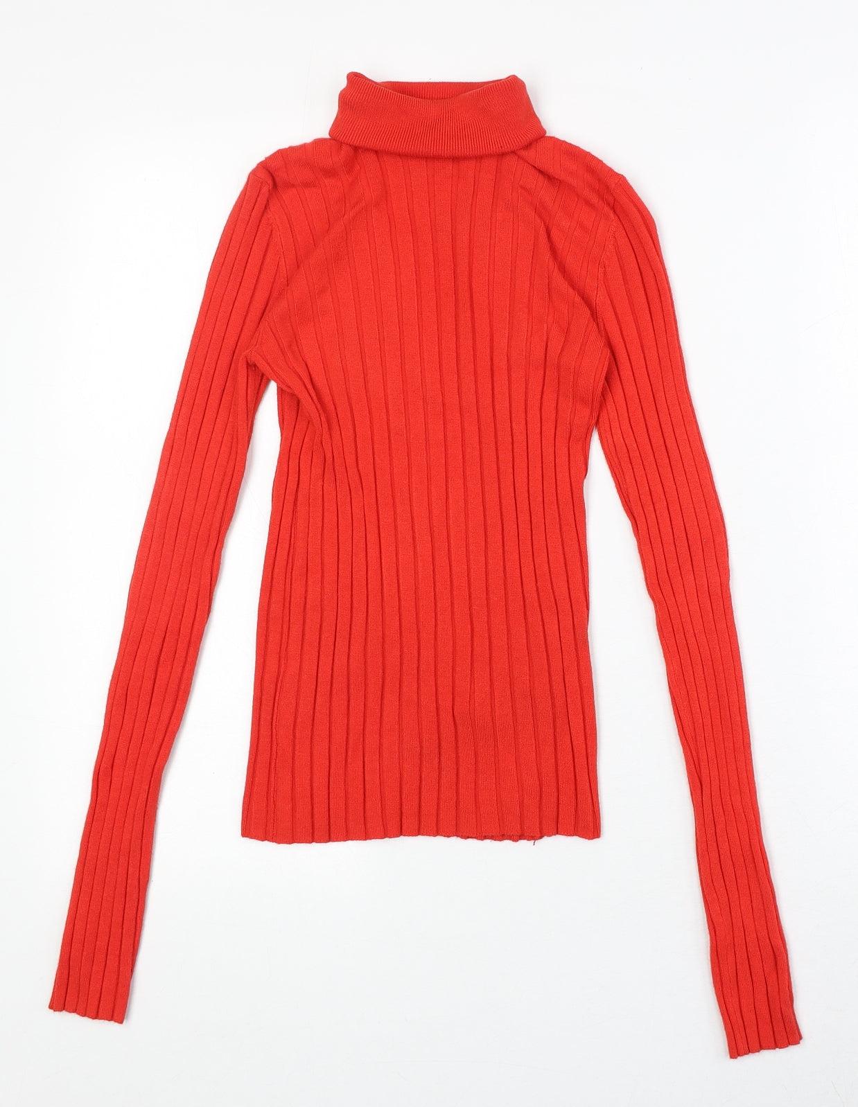 Miss Selfridge Womens Orange Viscose Basic Blouse Size 8 Roll Neck