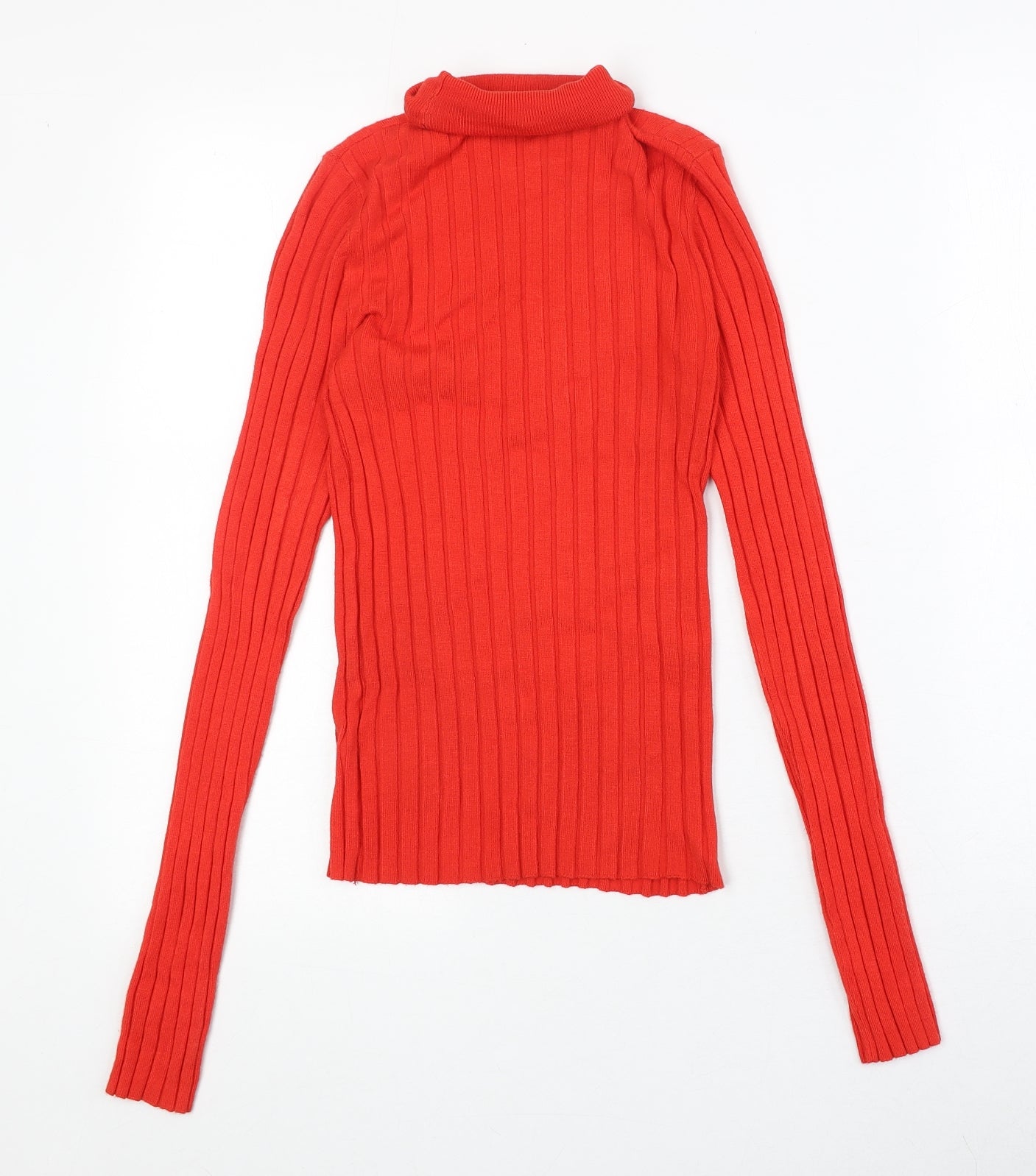 Miss Selfridge Womens Orange Viscose Basic Blouse Size 8 Roll Neck