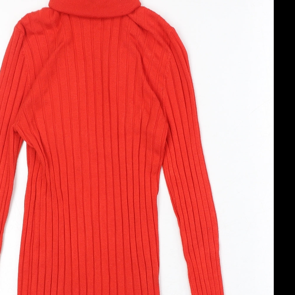 Miss Selfridge Womens Orange Viscose Basic Blouse Size 8 Roll Neck