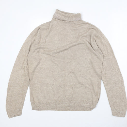 Richard Chang Womens Beige Roll Neck Acrylic Pullover Jumper Size M