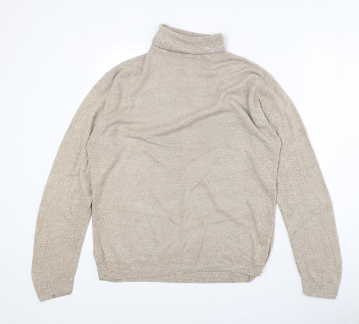 Richard Chang Womens Beige Roll Neck Acrylic Pullover Jumper Size M