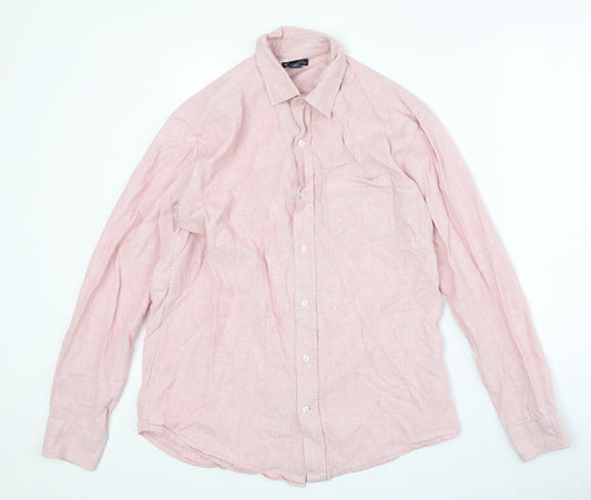 Gap Mens Pink Cotton Button-Up Size M Collared Button